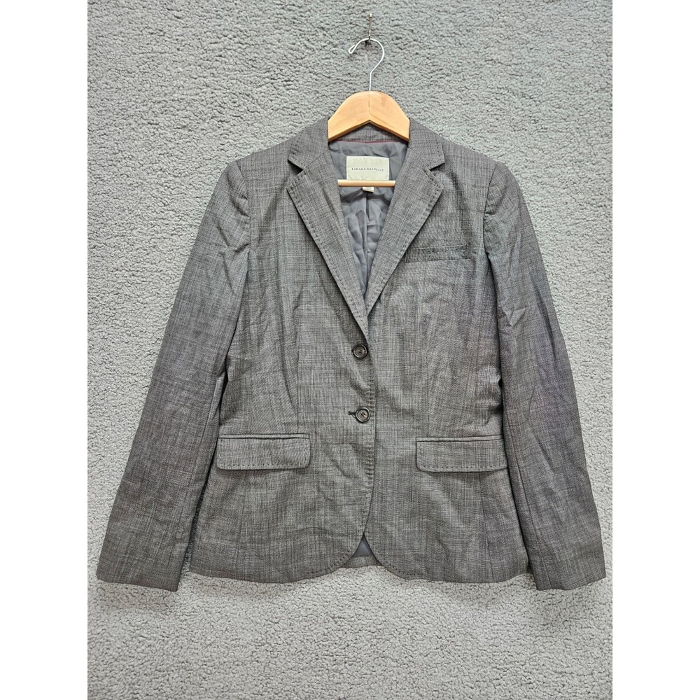 Banana Republic Blazer 10 Gray Wool Blend Stretch Two Button Professional Office